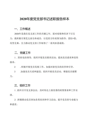 2020年度党支部书记述职报告样本.docx