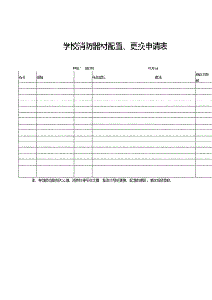 学校消防器材配置、更换申请表.docx