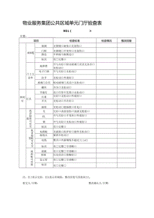 物业服务集团公共区域单元门厅验查表.docx