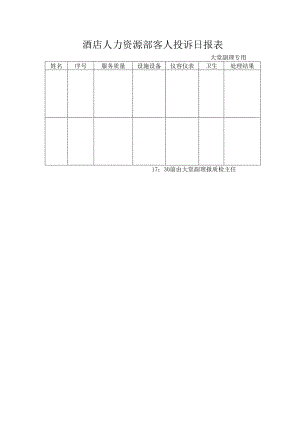 酒店人力资源部客人投诉日报表.docx