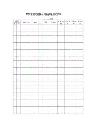 某某工程局有限公司物资进场记录表.docx