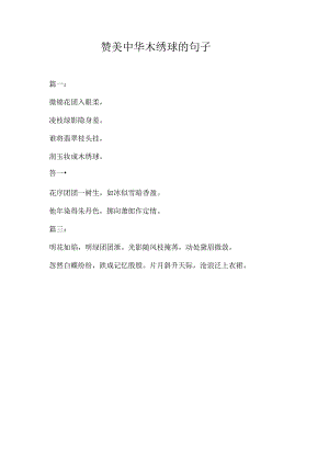 赞美中华木绣球的句子.docx