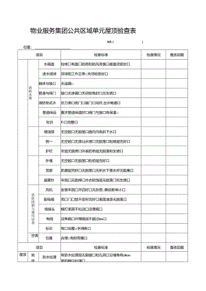 物业服务集团公共区域单元屋顶验查表.docx