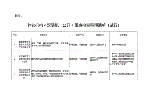 养老机构“双随机一公开”重点检查事项清单（试行）1-4-5.docx