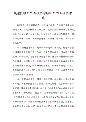 街道妇联2023年工作总结和2024年工作思路.docx