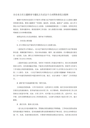 办公室主任主题教育专题民主生活会个人对照检查发言提纲.docx