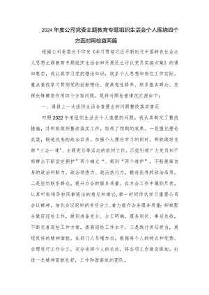 2024年度公司党委主题教育专题组织生活会个人围绕四个方面对照检查两篇.docx