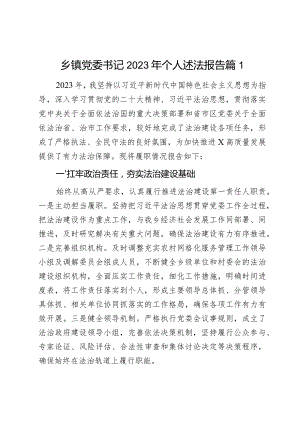 乡镇党委书记2023年个人述法报告2篇.docx