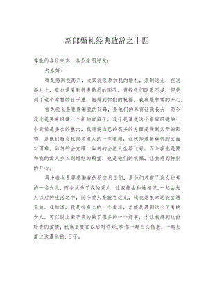 新郎婚礼经典致辞之十四.docx