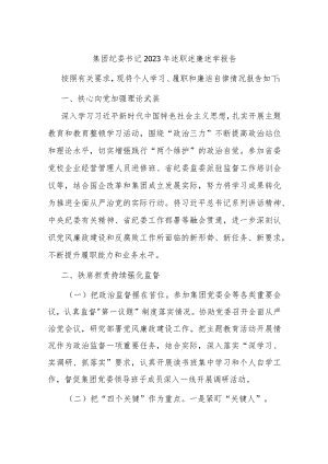 集团纪委书记2023年述职述廉述学报告.docx