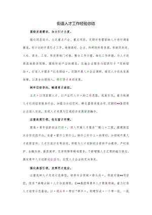 街道人才工作经验总结.docx