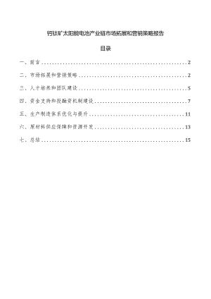 钙钛矿太阳能电池产业链市场拓展和营销策略报告.docx