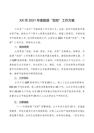 XX市2021年度能源“双控”工作方案.docx