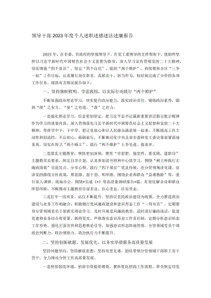 领导干部2023年度个人述职述德述法述廉报告.docx
