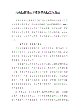 市救助站冬季工作总结.docx