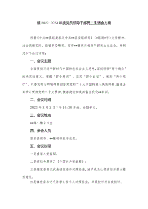 镇2022-2023年度党员领导干部民主生活会方案.docx