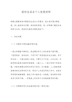 组织生活会个人检视材料.docx