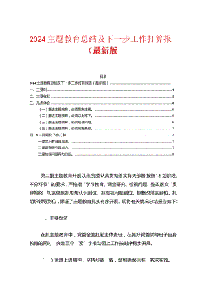 2024主题教育总结及下一步工作打算报告（最新版）.docx