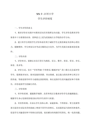 XX乡XX村小学学生评价制度（2024年）.docx