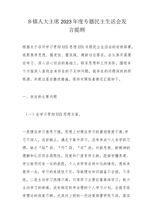 乡镇人大主席2023年度专题民主生活会发言提纲.docx