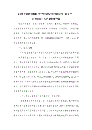 2024主题教育专题民主生活会对照检查材料（新6个对照方面）发言提纲集合篇.docx