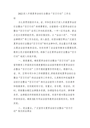 2022深入开展夏季治安打击整治百日行动工作总结.docx