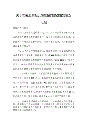 关于市委巡察组反馈意见的整改落实情况汇报.docx