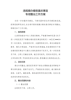 市某局违规操办婚丧喜庆事宜专项整治工作方案.docx