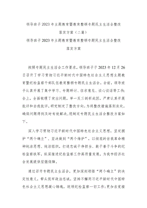 领导班子2023年主题教育暨教育整顿专题民主生活会整改落实方案(二篇).docx