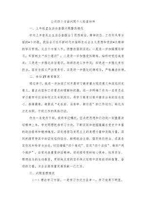 公司四个方面问题个人检查材料.docx