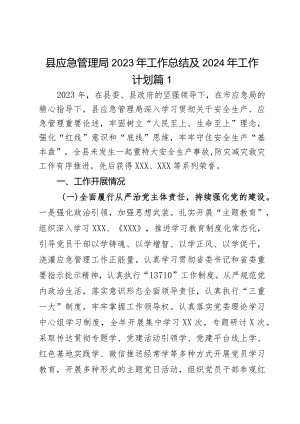 县应急管理局2023年工作总结及2024年工作计划2篇.docx