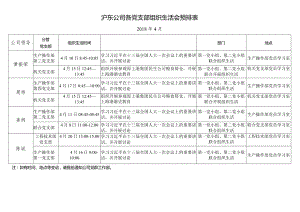 沪东公司各党支部组织生活会预排表.docx