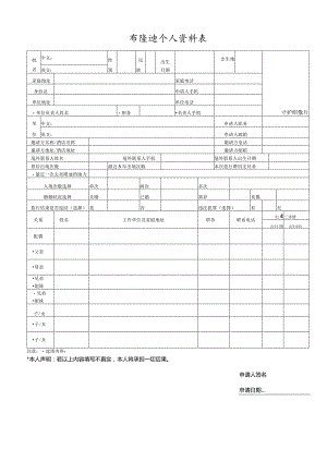 二寸护照像片布隆迪个人资料表.docx