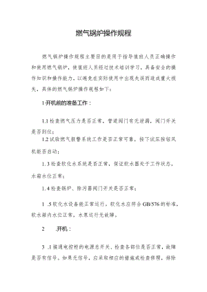 燃气锅炉操作规程.docx