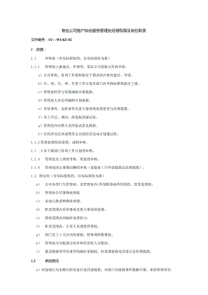 物业公司客户综合服务管理处经理权限及岗位职责.docx