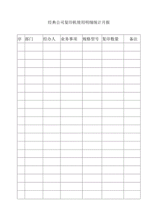 经典公司复印机使用明细统计月报.docx