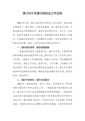 镇2023年度行政执法工作总结.docx