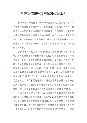 到市委信息处跟班学习心得体会.docx
