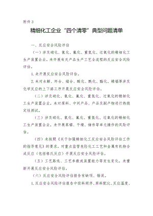 精细化工企业“四个清零”典型问题清单.docx