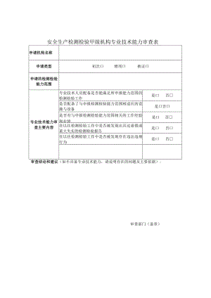 安全生产检测检验甲级机构专业技术能力审查表.docx