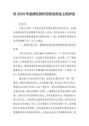 在2024年选调生到村任职动员会上的讲话.docx