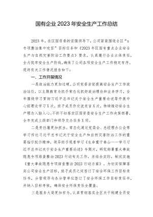 国有企业2023年安全生产工作总结.docx