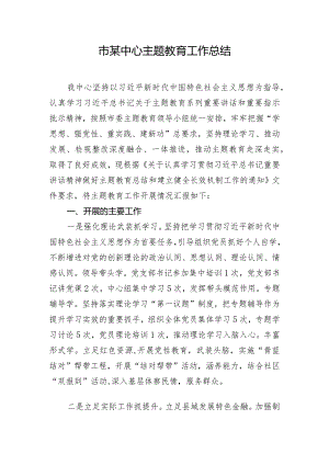 市某中心主题教育工作总结.docx