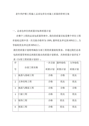老年养护楼工程施工总承包单位对施工质量的管理方案.docx