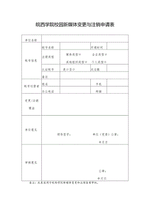 皖西学院校园新媒体变更与注销申请表.docx