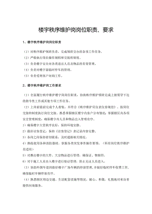 楼宇秩序维护岗岗位职责、要求.docx