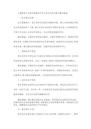 主题教育中发挥先锋模范作用方面存在的问题及整改措施.docx