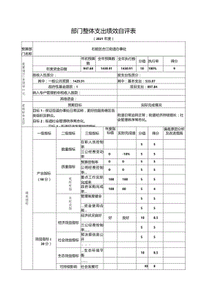 部门整体支出绩效自评表.docx