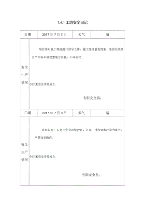 [施工资料]工地安全日记(28).docx
