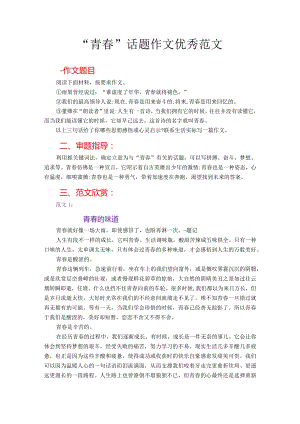 “青春”话题作文优秀范文.docx